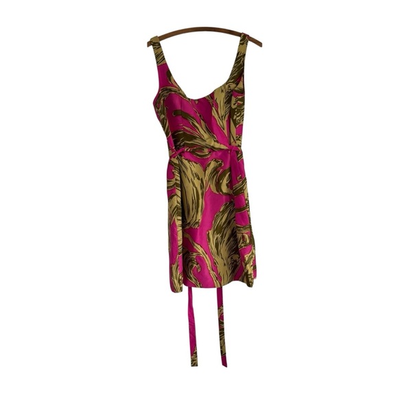 Milly Silk Tropical Palm Tie Waist
Dress in Pink and Green Size 8 - Picture 1 of 16